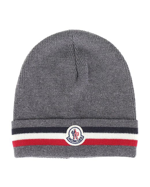 Moncler Gray Striped Wool-knit Beanie for men