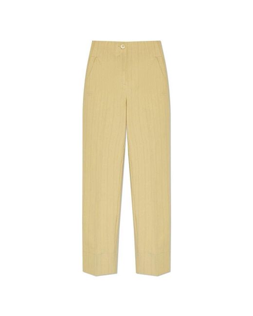 Ganni Yellow Striped Pattern Trousers,