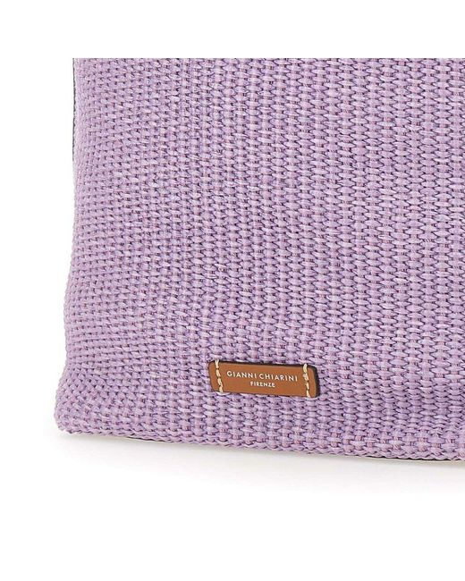Gianni Chiarini Purple Logo Patch Tote Bag