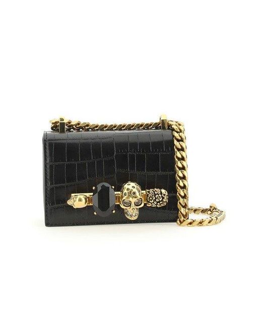 Alexander McQueen Black Micro Embellished Satchel Bag