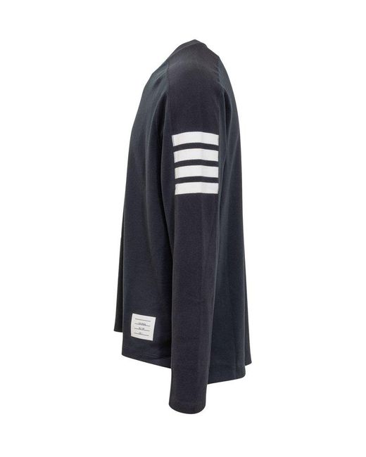 Thom Browne Blue 4-bar Striped Crewneck Sweatshirt for men