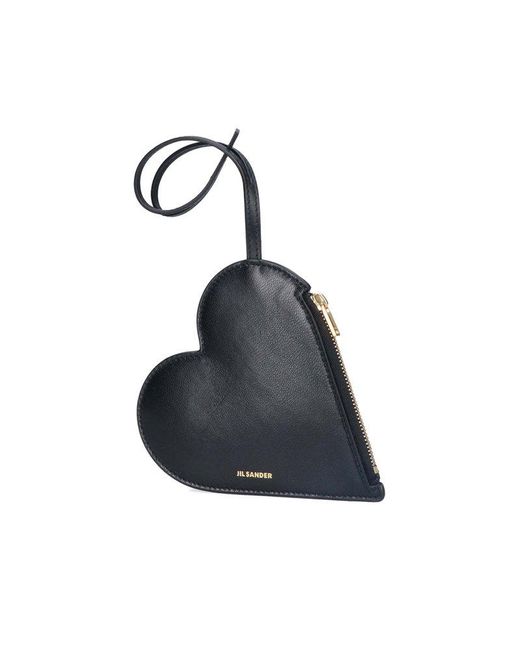 Heart Shaped Leather Coin Purse in Red - Jil Sander