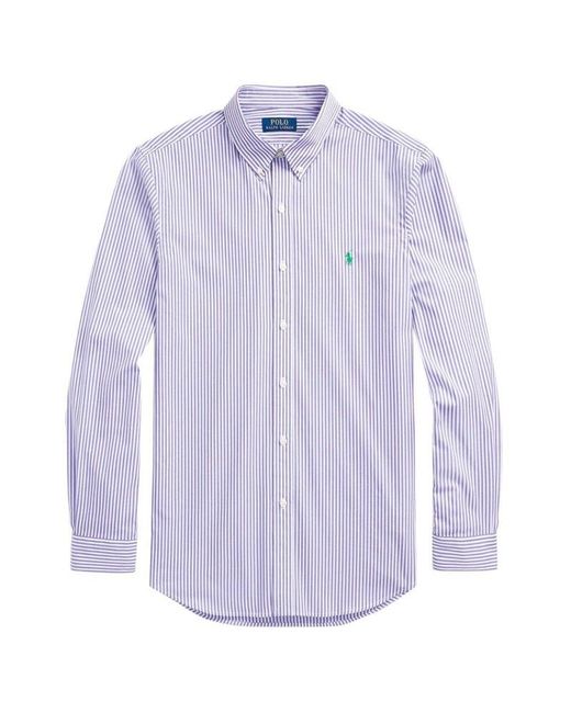 Polo Ralph Lauren Purple Logo Embroidered Striped Buttoned Shirt for men