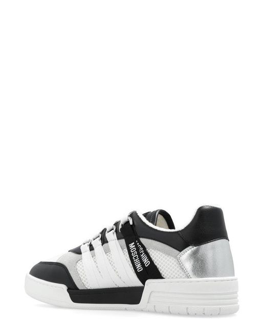 Moschino White Strap-detailed Mesh-panel Sneakers