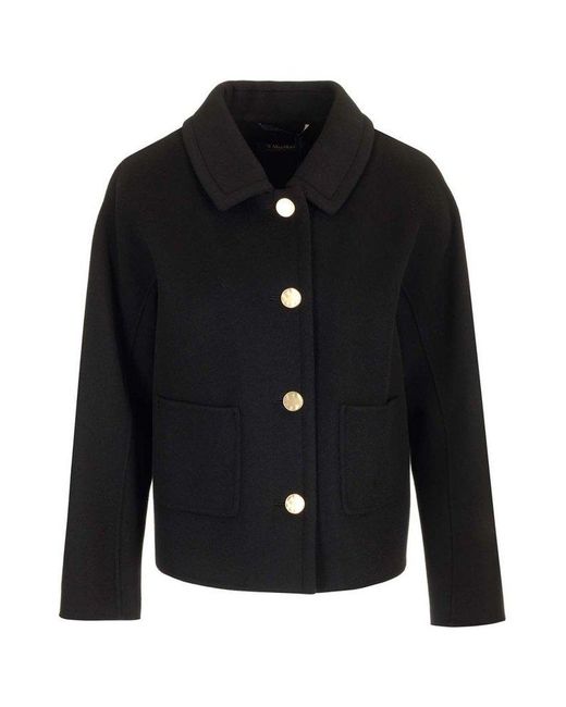 Max Mara Black Sogno Buttoned Long-Sleeved Jacket