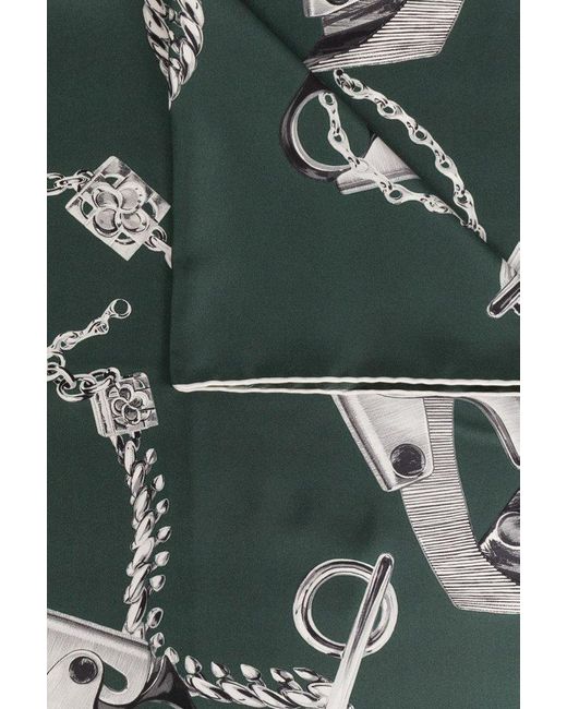 Burberry Green Knight-printed Square Scarf for men