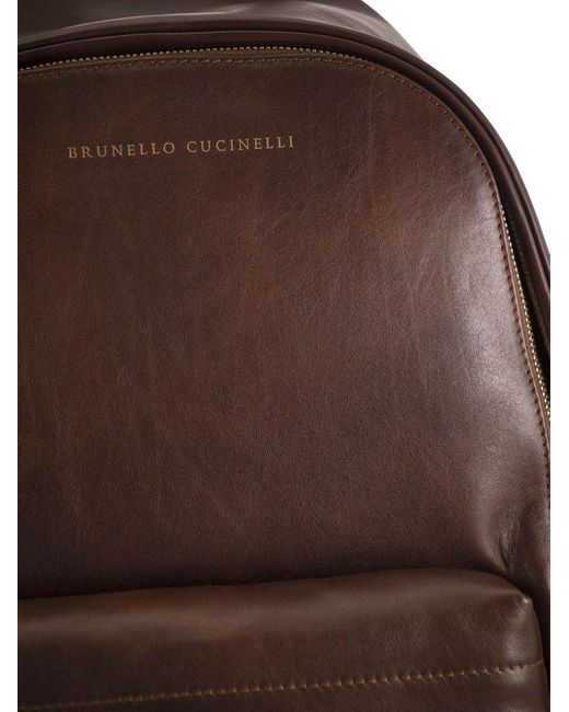 Brunello Cucinelli Brown Calfskin Backpack for men