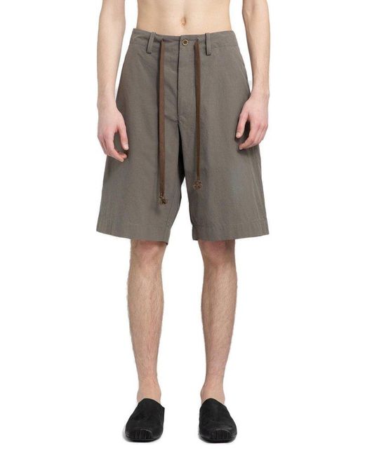 Uma Wang Gray Button Detailed Drawstring Shorts for men
