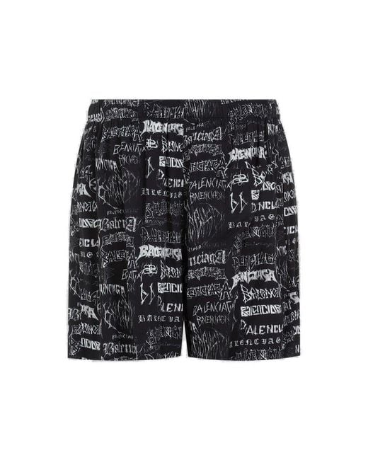 Balenciaga Black Metal Pyjama Shorts for men