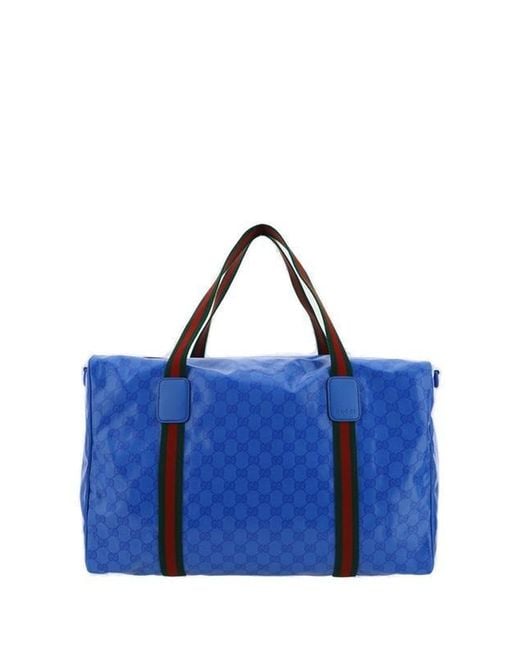 Gucci Blue Web Detailed Large Duffle Bag for men