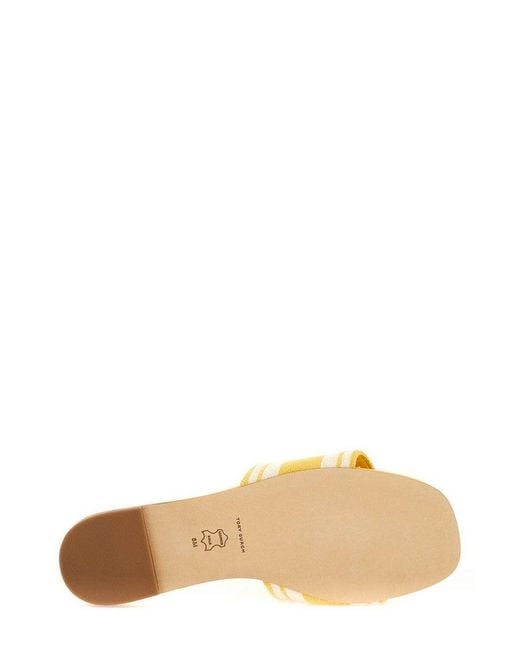 Tory Burch Yellow Slides With Embroidered Band