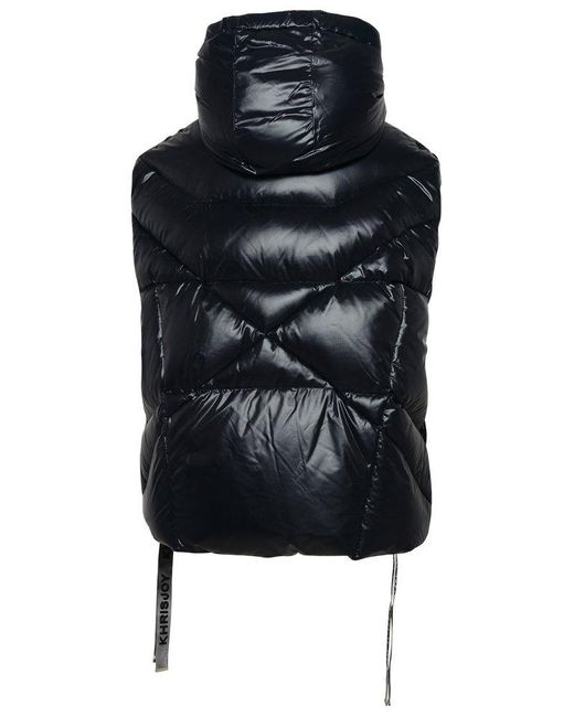 Khrisjoy Black Shiny Zip-up Puffed Vest