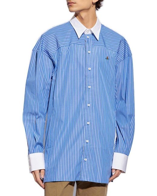 Vivienne Westwood Blue 'football' Striped Shirt, for men