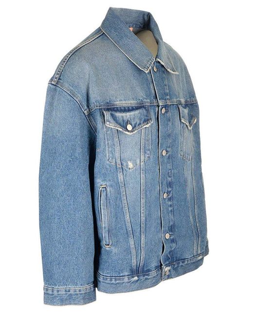 Acne Blue Collared Button-up Denim Jacket for men