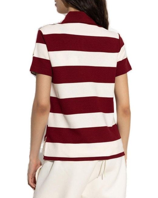 Moncler Black Striped Short-Sleeved Polo Top