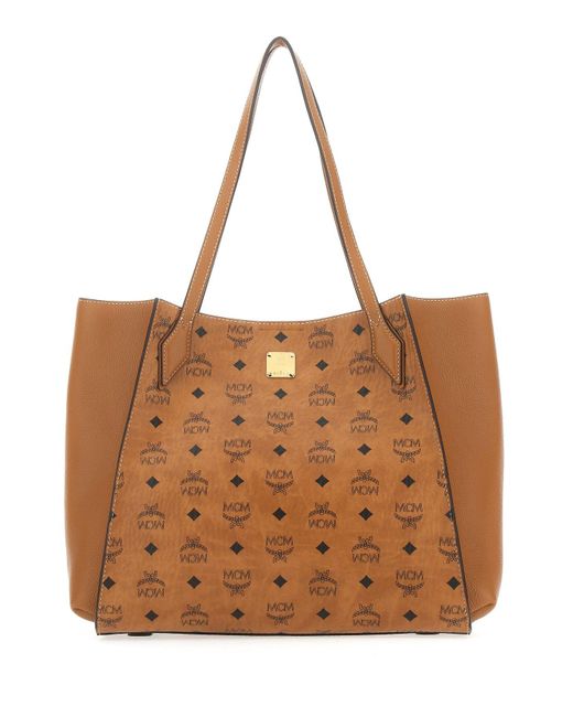 MCM Leather Luisa Shopper Tote Bag in Brown | Lyst