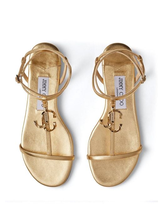 jimmy choo flat gold sandals