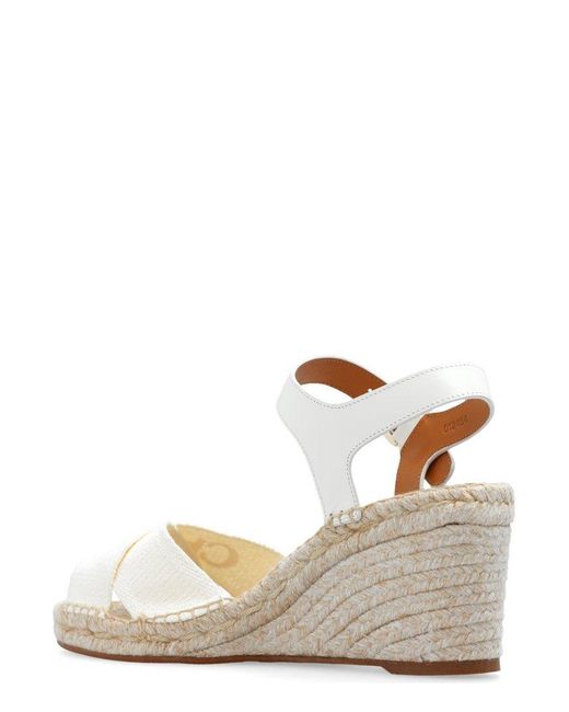 Chloé White Ankle-strapped Wedge Sandals