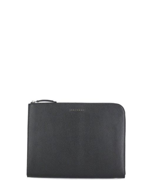 Orciani Black Micron Zipped Laptop Bag for men