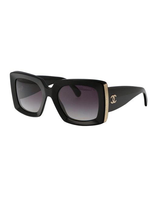 Chanel Black Eyewear Square Frame Sunglasses