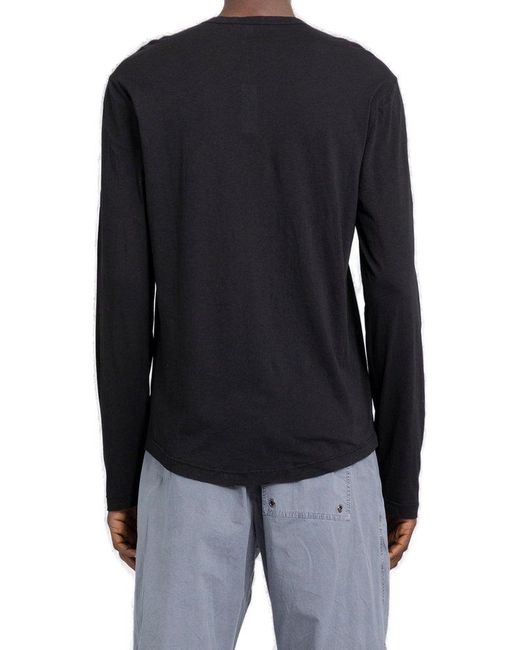 James Perse Black Shirttail Hem Crewneck T-shirt for men