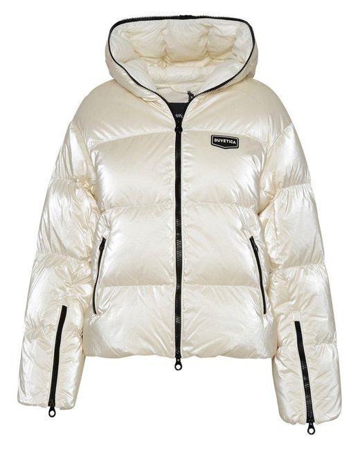 Duvetica Bagnera Logo Patch Zip-up Puffer Jacket in White | Lyst UK