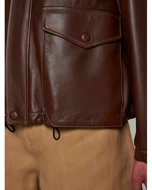 Fendi Brown Leather Blouson for men