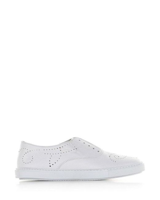 Fratelli Rossetti Perforated Detail Lace-up Sneakers in White | Lyst