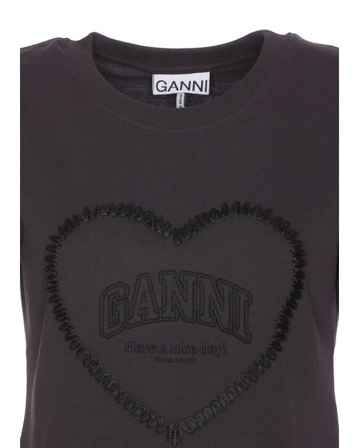 Ganni Black T-Shirts And Polos