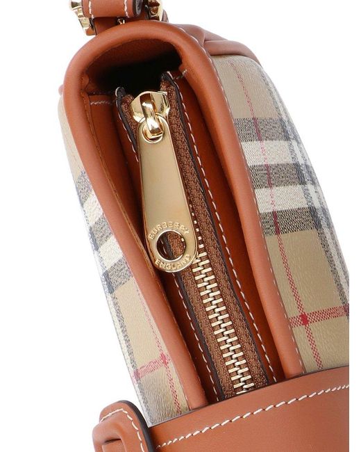 Burberry Brown Check-print Faux-leather Shoulder Bag