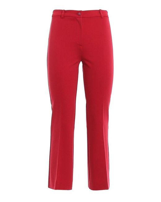 Pinko Red Pleated Cropped Trousers