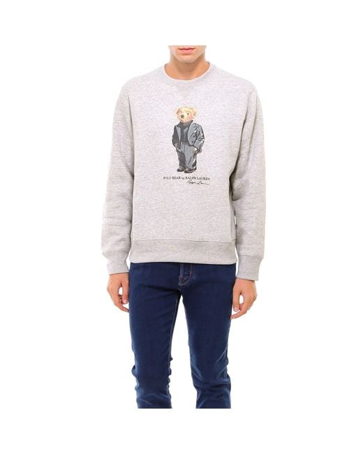Polo Ralph Lauren Gray Suit Bear Fleece Sweatshirt for men