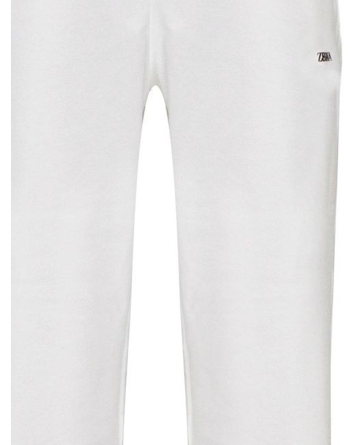 Zegna White Logo-printed Tapered-leg Track Pants for men