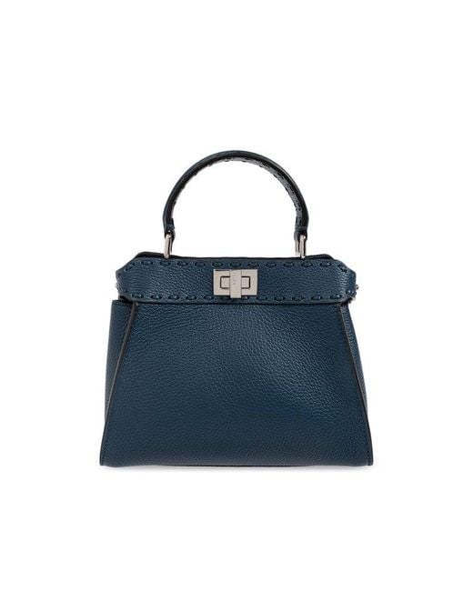 Fendi Blue Peekaboo Mini Tote Bag