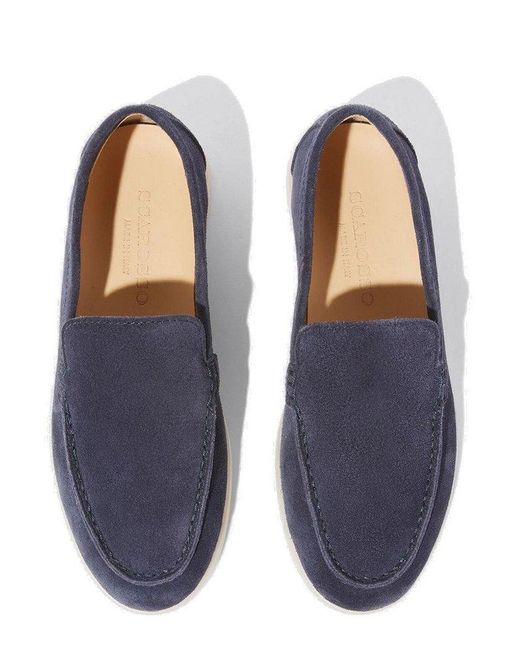 Scarosso Blue Ludovico Round-Toe Loafers for men