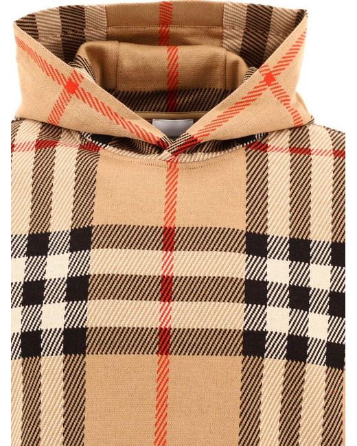 Burberry Brown Check Printed Long Sleeved Hoodie for men