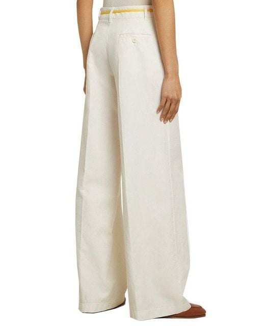 Aspesi White Drawstring Wide-Leg Trousers