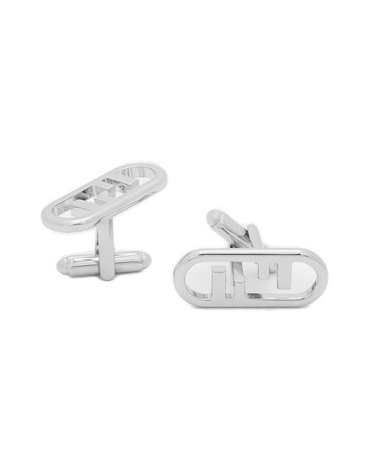 Fendi Metallic O'lock Cufflinks for men