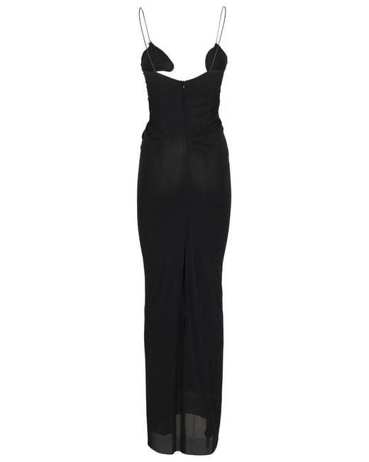 Christopher Esber Black Moulded Venus Asymmetric Neck Maxi Dress