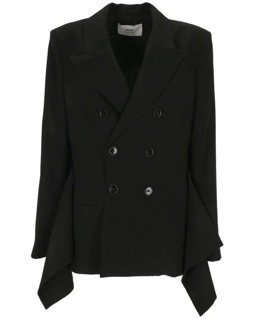 AMI Black Double Breasted Tailored Blazer