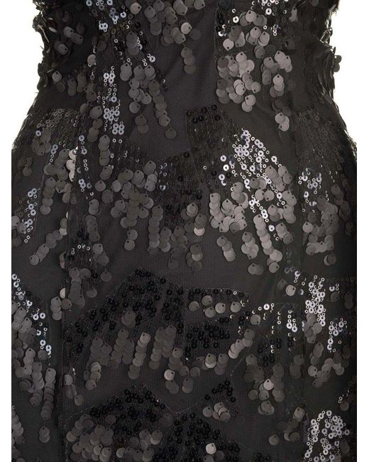 ROTATE BIRGER CHRISTENSEN Black Sequin Embellished Halterneck Mini Dress