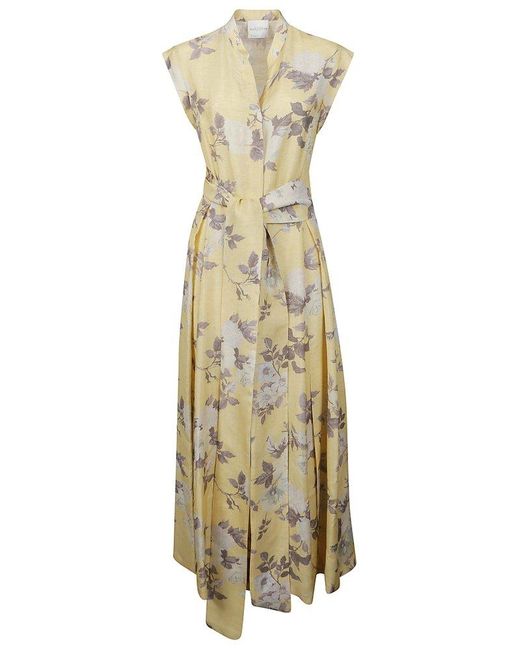 Ballantyne Metallic Floral-printed Belted Dress