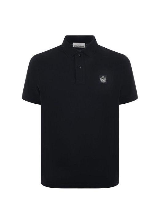 Stone Island Black Compass Patch Short-sleeved Polo Shirt for men