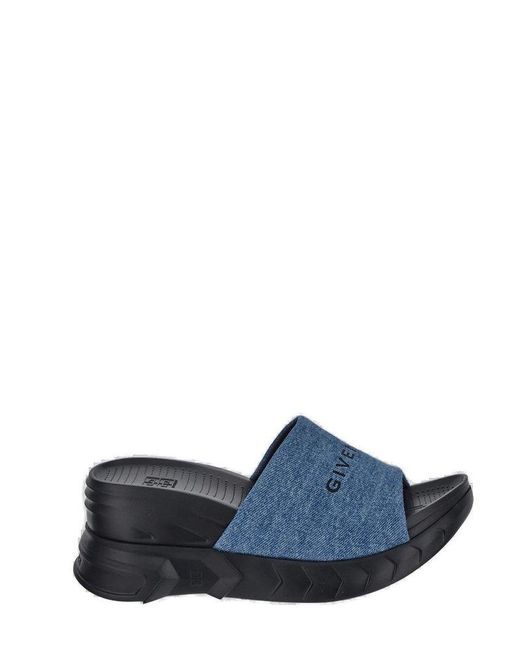 Givenchy Blue Marshmallow 80 Rubber Wedge Sliders