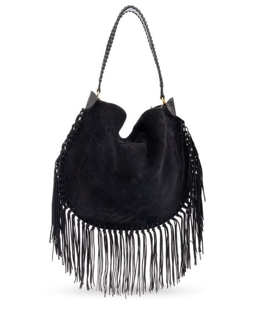 Isabel Marant Black Oskan Fringed Edge Shoulder Bag