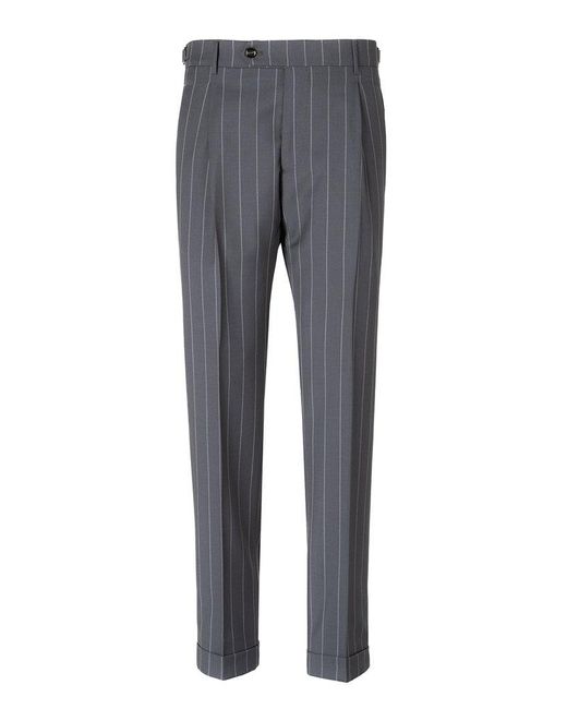 Berwich Gray Retro Pinstripe Pleated Pants for men