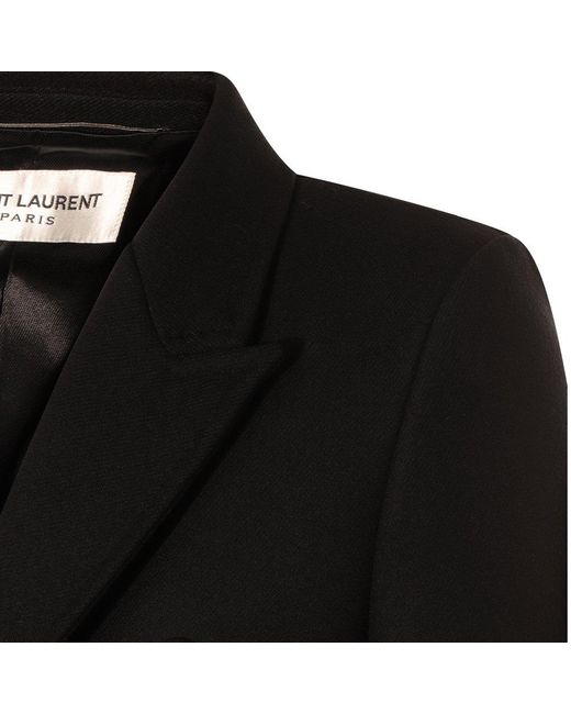 Saint Laurent Black Double-breasted Long-sleeved Coat for men