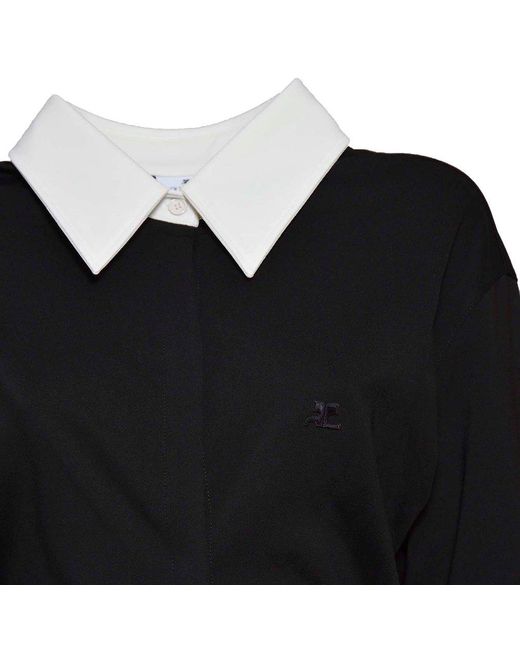 Courreges Black Drop Jersey Shirt Bodysuit