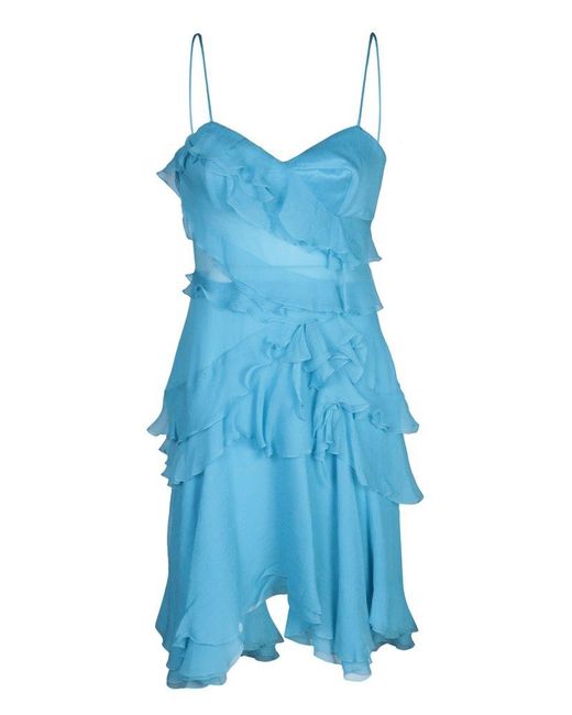 Ermanno Scervino Blue Ruffled Chiffon Dress