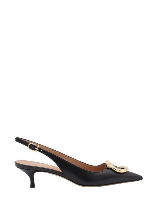 Ferragamo Black Maxi Gancini Slingback Pumps